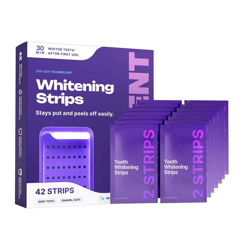 2 Purple Gel Teeth Strips Freshen Breath Clean Surface Stains Gentle Formula for Sensitive Teeth 42 Pack Easy to Use